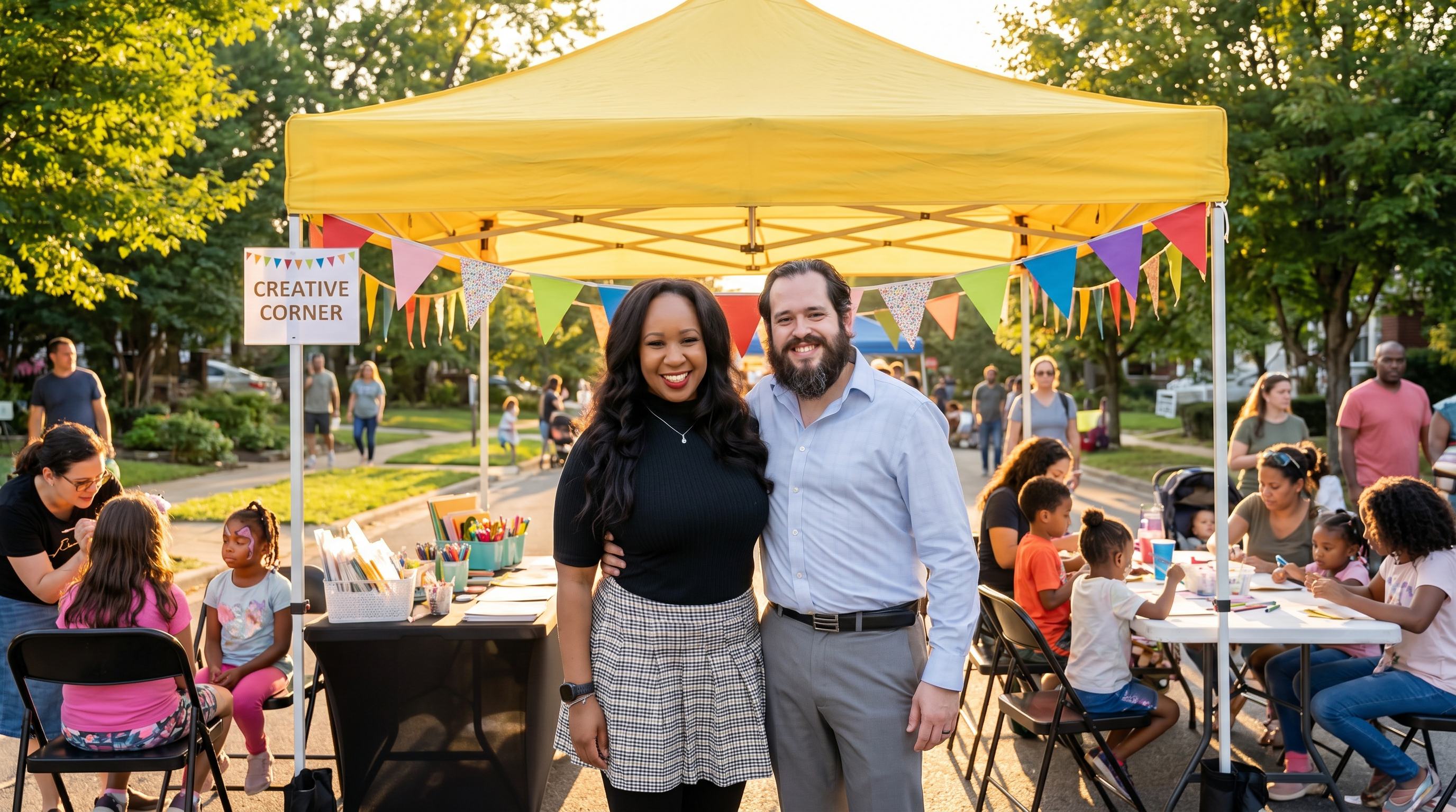 The Durans at a neighborhood event